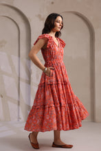 Load image into Gallery viewer, the CILANTRO midi - apricot w/ pink floral
