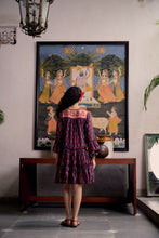 Load image into Gallery viewer, The STEVIA dress - vintage NAVY with red butis
