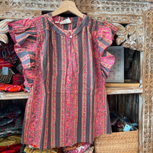 Load image into Gallery viewer, The TANSY top - charcoal pink stripes
