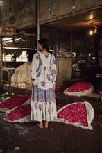 Load image into Gallery viewer, CINNAMON skirt - blue &amp; red/white floral with lining
