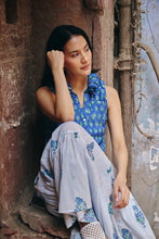 Load image into Gallery viewer, the TIERED skirt - blue stripes
