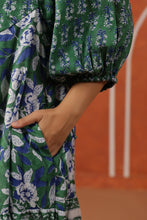 Load image into Gallery viewer, The CHILLI midi - forest green and blue floral
