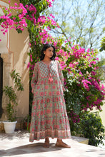Load image into Gallery viewer, The Thyme Dress - turquoise w/ rose pink floral
