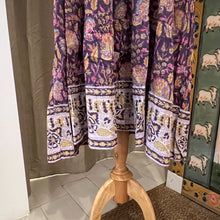 Load image into Gallery viewer, The Thyme Dress - deep purple w/ pink mustard floral
