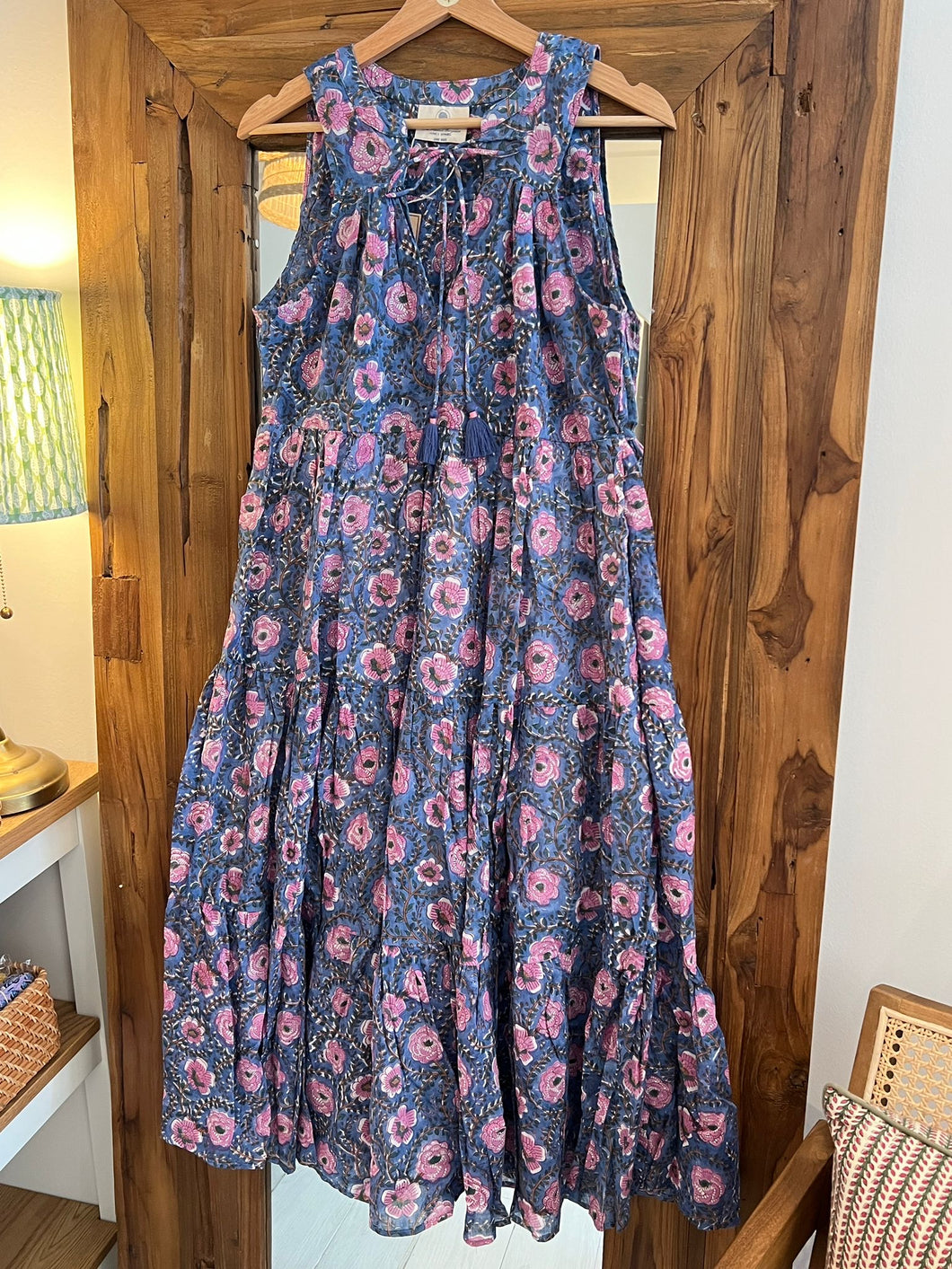 The BORAGE dress - blue & pink floral/One size