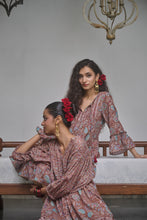 Load image into Gallery viewer, The STEVIA dress - brown with red and pink floral
