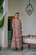 Load image into Gallery viewer, The CHILLI maxi - brown with red and pink floral
