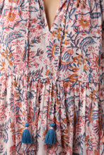 Load image into Gallery viewer, BORAGE MIDI dress - white w/ pink brown floral
