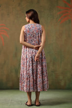 Load image into Gallery viewer, BORAGE MIDI dress - white w/ pink brown floral
