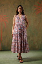 Load image into Gallery viewer, BORAGE MIDI dress - white w/ pink brown floral
