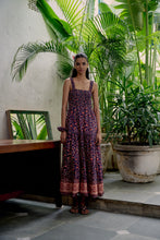 Load image into Gallery viewer, the BAY maxi dress - vintage NAVY with red butis
