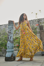 Load image into Gallery viewer, The TAMARIND maxi - yellow blockprinted tiered maxi
