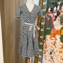 Load image into Gallery viewer, The CASSIA MINI wrap dress - black &amp; white checks
