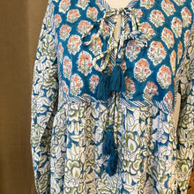 Load image into Gallery viewer, The Thyme Dress - white w/blue green floral
