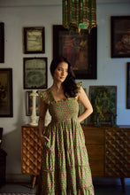 Load image into Gallery viewer, The PAPRIKA dress - spring green with pink floral
