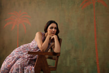 Load image into Gallery viewer, BORAGE MIDI dress - white w/ pink brown floral
