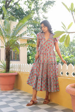 Load image into Gallery viewer, the CILANTRO midi - turquoise blue w/ pink butis
