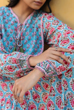Load image into Gallery viewer, The Thyme Dress - turquoise blue &amp; pink butis
