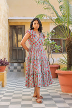 Load image into Gallery viewer, the CILANTRO midi - turquoise blue w/ pink butis
