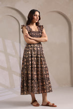 Load image into Gallery viewer, The PAPRIKA dress - black bagru floral

