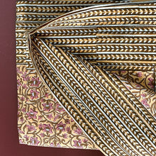 Load image into Gallery viewer, Soft orange with brown floral 6 seater Table cloth - block printed green jaal all over
