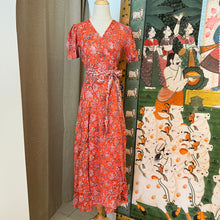 Load image into Gallery viewer, The CASSIA MAXI wrap dress - coral &amp; pink floral
