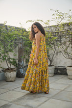 Load image into Gallery viewer, The TAMARIND maxi - yellow blockprinted tiered maxi
