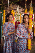 Load image into Gallery viewer, The Pepper dress - white with blue red floral
