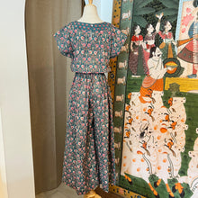 Load image into Gallery viewer, JUMPSUIT - royal green w/ pink floral
