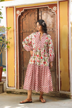Load image into Gallery viewer, The WASABI midi - White with red and green floral
