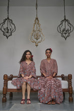 Load image into Gallery viewer, The STEVIA dress - brown with red and pink floral
