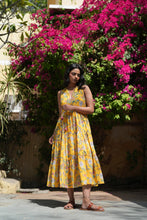 Load image into Gallery viewer, BORAGE MIDI dress - yellow floral jaal
