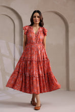 Load image into Gallery viewer, the CILANTRO midi - apricot w/ pink floral

