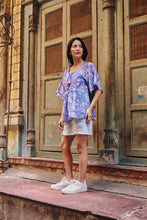 Load image into Gallery viewer, the CELERY top - purple jaal block printed
