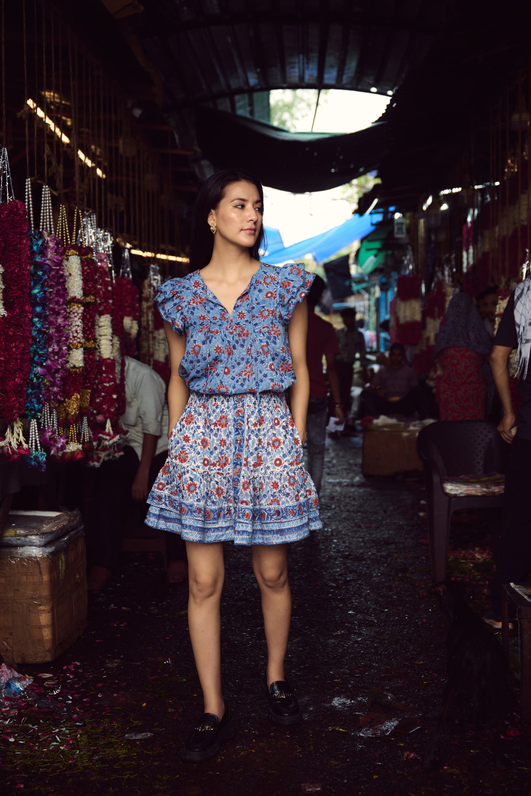 The DILL skirt - blue red floral