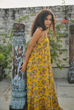 Load image into Gallery viewer, The TAMARIND maxi - yellow blockprinted tiered maxi
