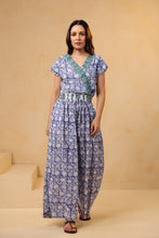 Load image into Gallery viewer, JUMPSUIT - blue with green floral
