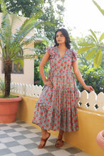 Load image into Gallery viewer, the CILANTRO midi - turquoise blue w/ pink butis
