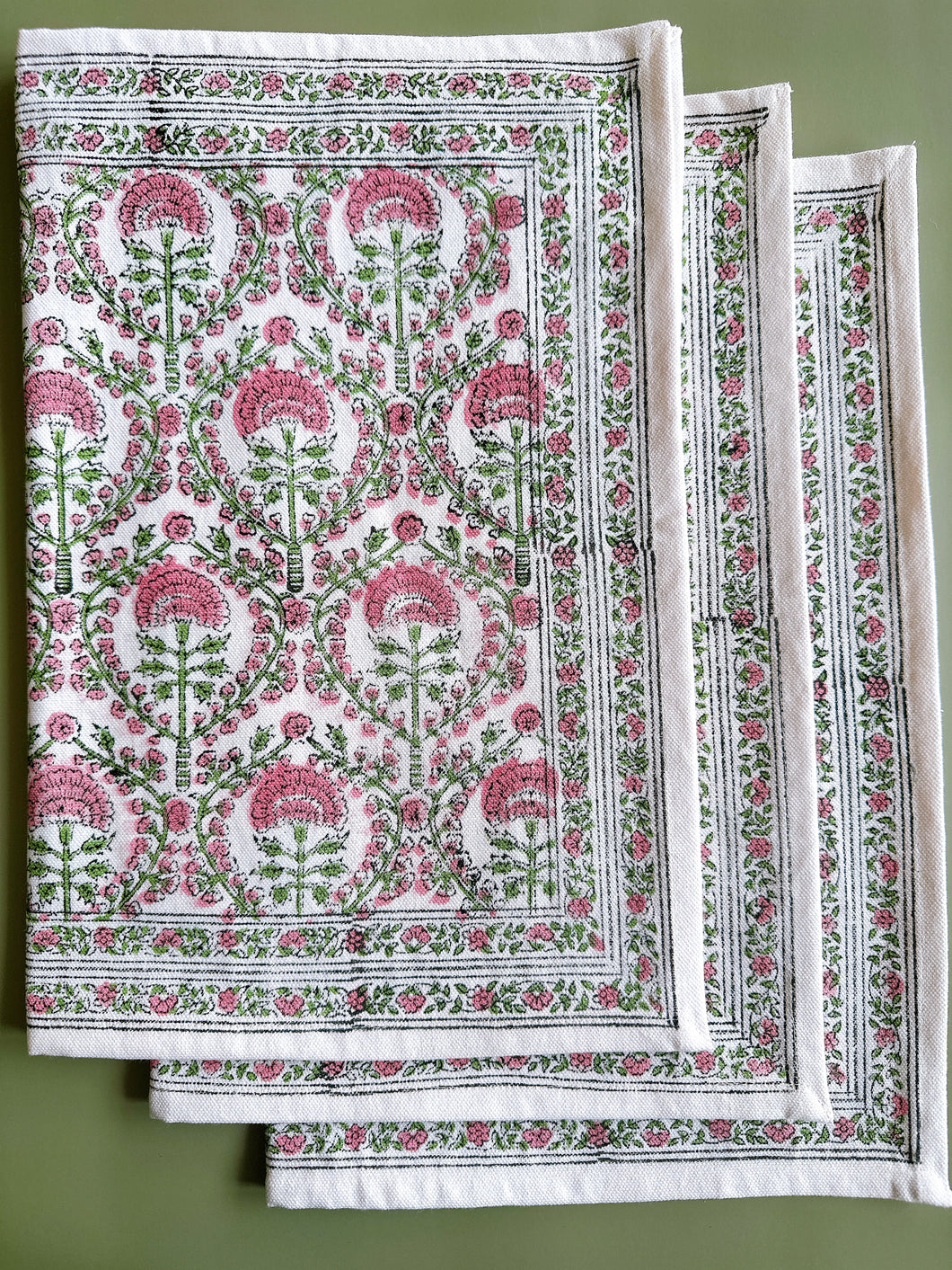 RANI/Placemats - block printed PINK(set of 6)