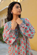 Load image into Gallery viewer, The Thyme Dress - turquoise blue &amp; pink butis
