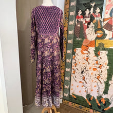 Load image into Gallery viewer, The Thyme Dress - deep purple w/ pink mustard floral
