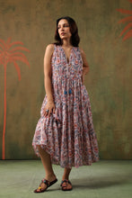 Load image into Gallery viewer, BORAGE MIDI dress - white w/ pink brown floral
