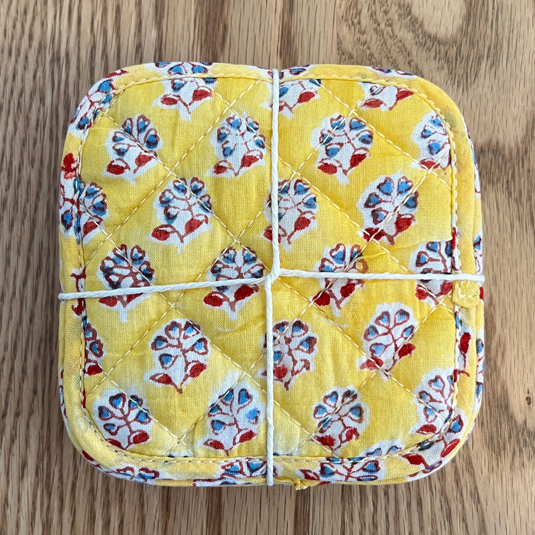 Quilted coasters (set of 6) - Yellow red floral