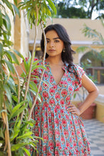 Load image into Gallery viewer, the CILANTRO midi - turquoise blue w/ pink butis
