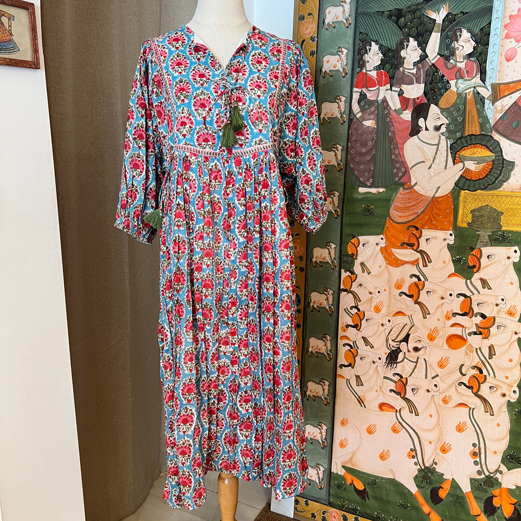 The NUTMEG midi - turquoise blue & pink butis