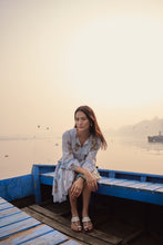 Load image into Gallery viewer, the STEVIA dress - blue stripes with buta
