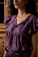 Load image into Gallery viewer, the DILL top - vintage navy with red dana butis
