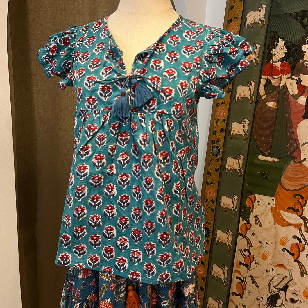 the DILL top - royal green w/ red butis