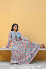Load image into Gallery viewer, The Thyme Dress - turquoise blue &amp; pink butis

