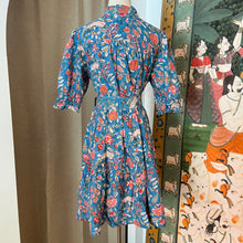 Load image into Gallery viewer, BREMEN dress - deep blue w/ white orange floral
